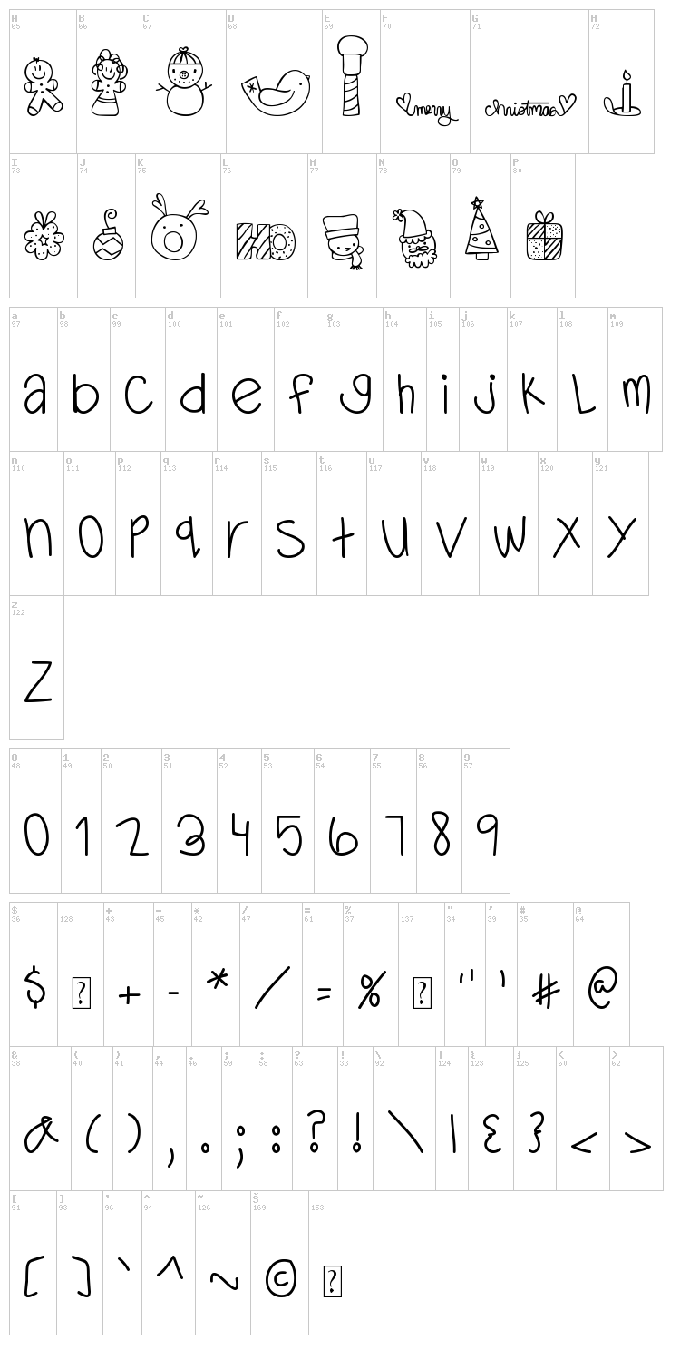 MTF Dear Santa font map